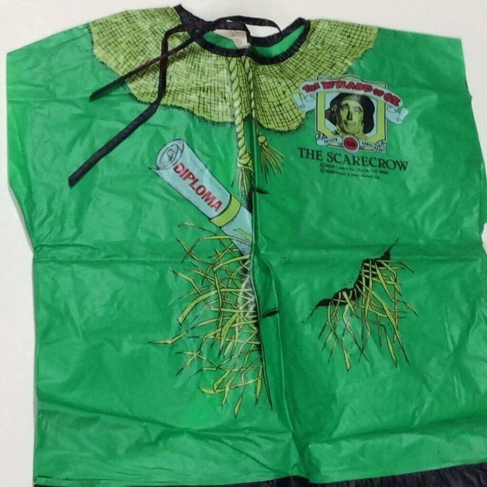Vintage 80s Wizard Of Oz Scarecrow Green Costume S 50th Anniversary Halloween